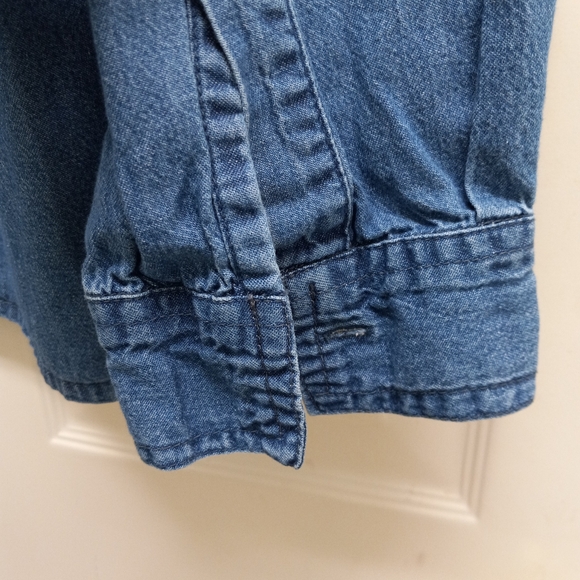 Vintage Halloween Denim Button Up Shirt Embroidered Spiders Grandmacore XL FLAW - Picture 13 of 13